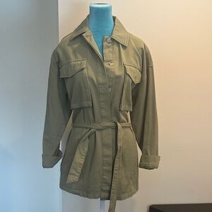 Topshop Olive Utility Jacket with Belt